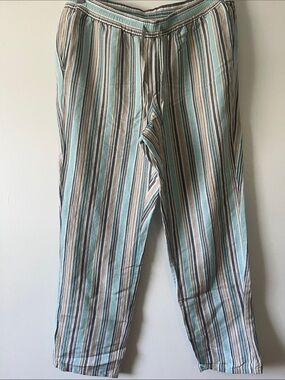 J. Jill Striped Ankle Pants in Light Blue, White and Brown